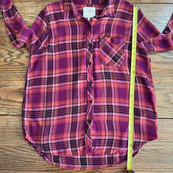Casa Cabana Button Front Plaid Top Blouse Long Sleeve Rayon Soft! Women’s L - Picture 4 of 7